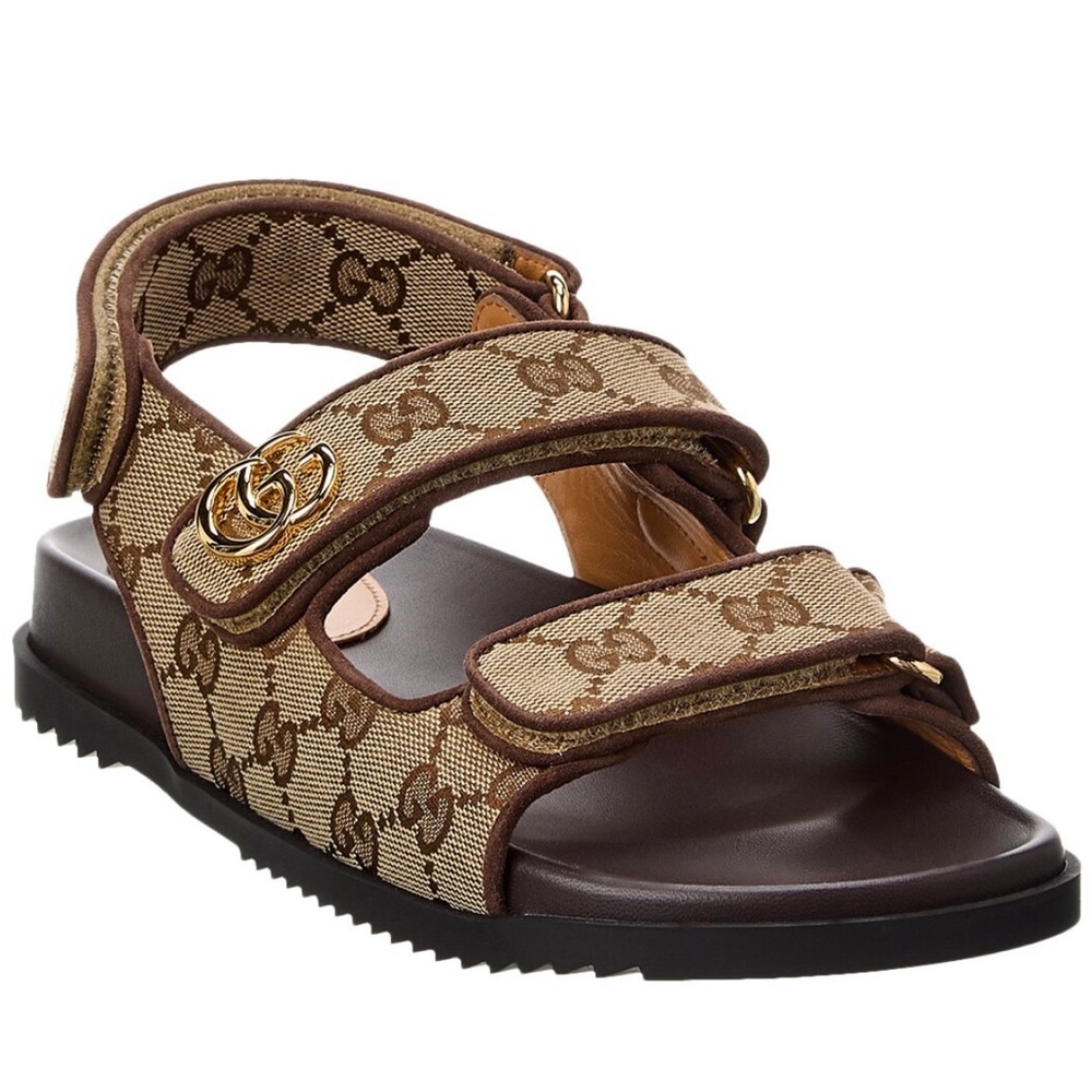 Gucci GG Canvas and Leather Sandal